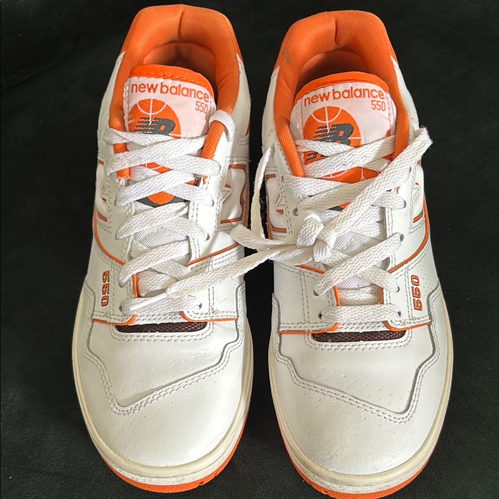 New Balance Varsity/ Syracuse  550 White and Orange Athletic Shoes